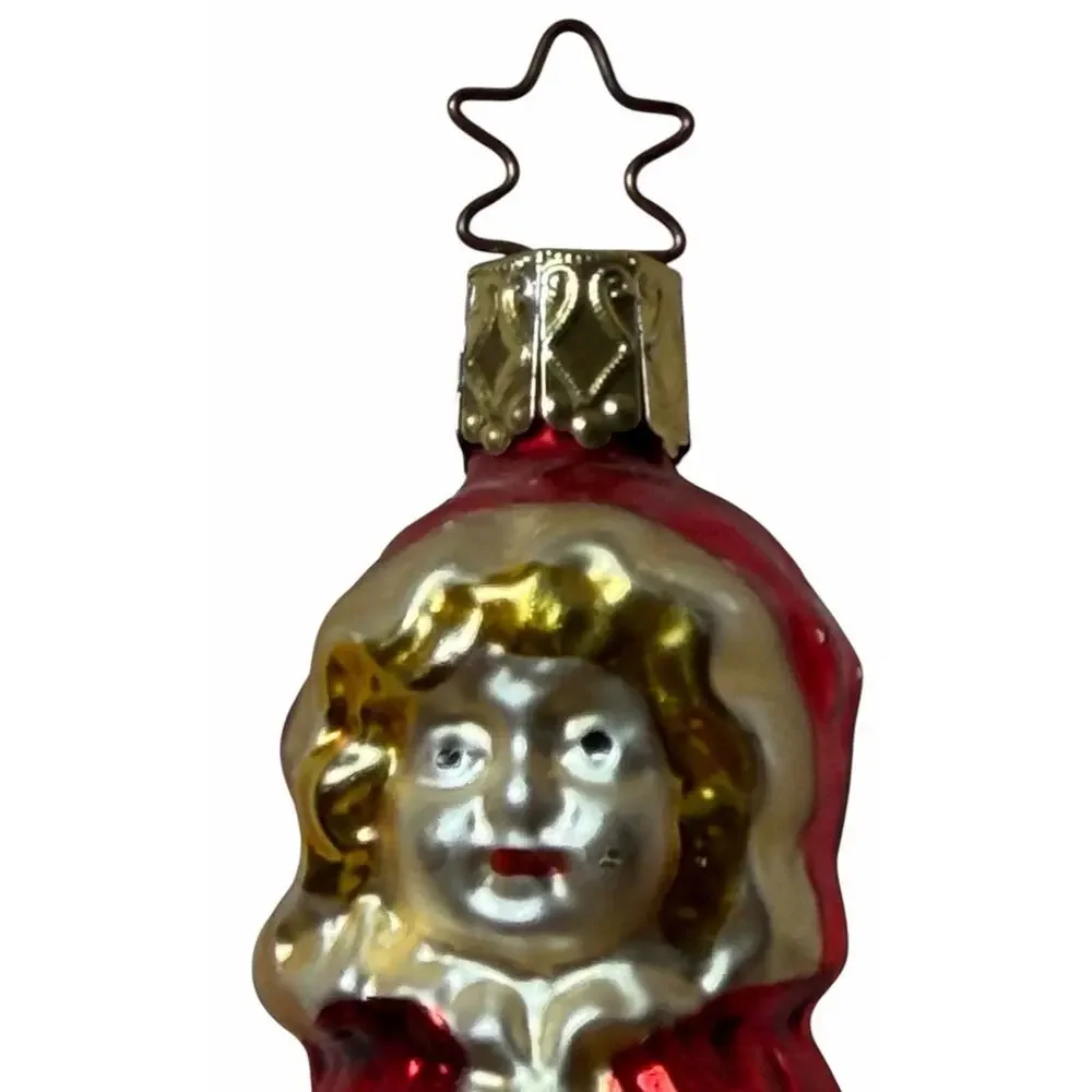 Vintage Little Red Riding Hood GERMANY Inge Blown Glass Christmas Ornament 3697